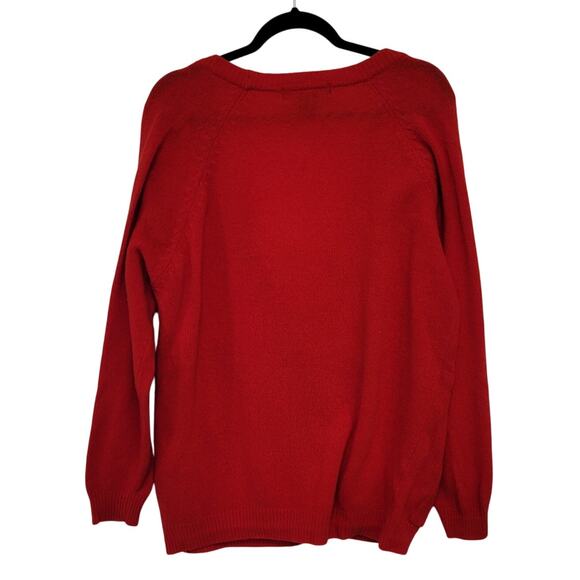 BraunStyle Vintage Red Cardigan Size M Lambswool-Blend Holiday Festive Sweater - Picture 2 of 8